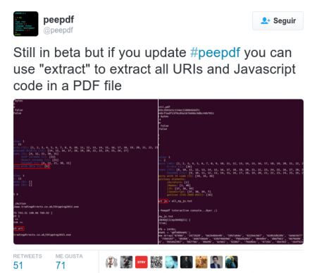 Peepdf PDF Analysis Tool Extract command